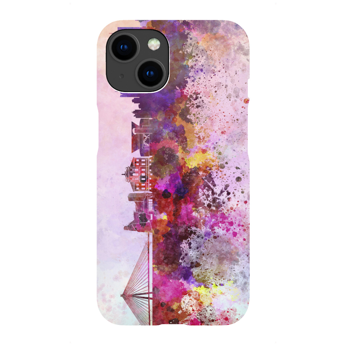 "Warsaw skyline in watercolor"für iPhone - Premium-Case Handyhülle artboxONE