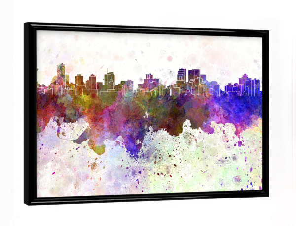 Poster mit schwarzem Rahmen "Winnipeg skyline in watercolor" artboxONE - Städte,Reise,Abstrakt,Architektur - Skyline,Watercolor,Canada,Winnipeg