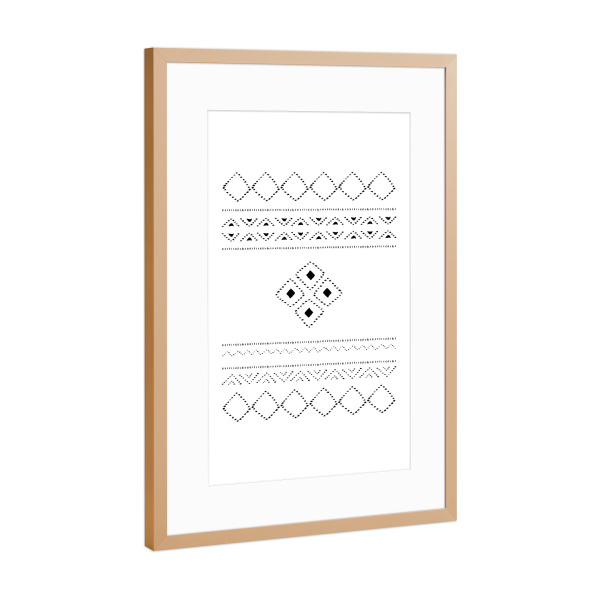 Poster mit Rahmen Kupfer "Ethno Geometry" artboxONE - Schwarzweiß,Geometrie - Ethnic,Minimal,Pattern