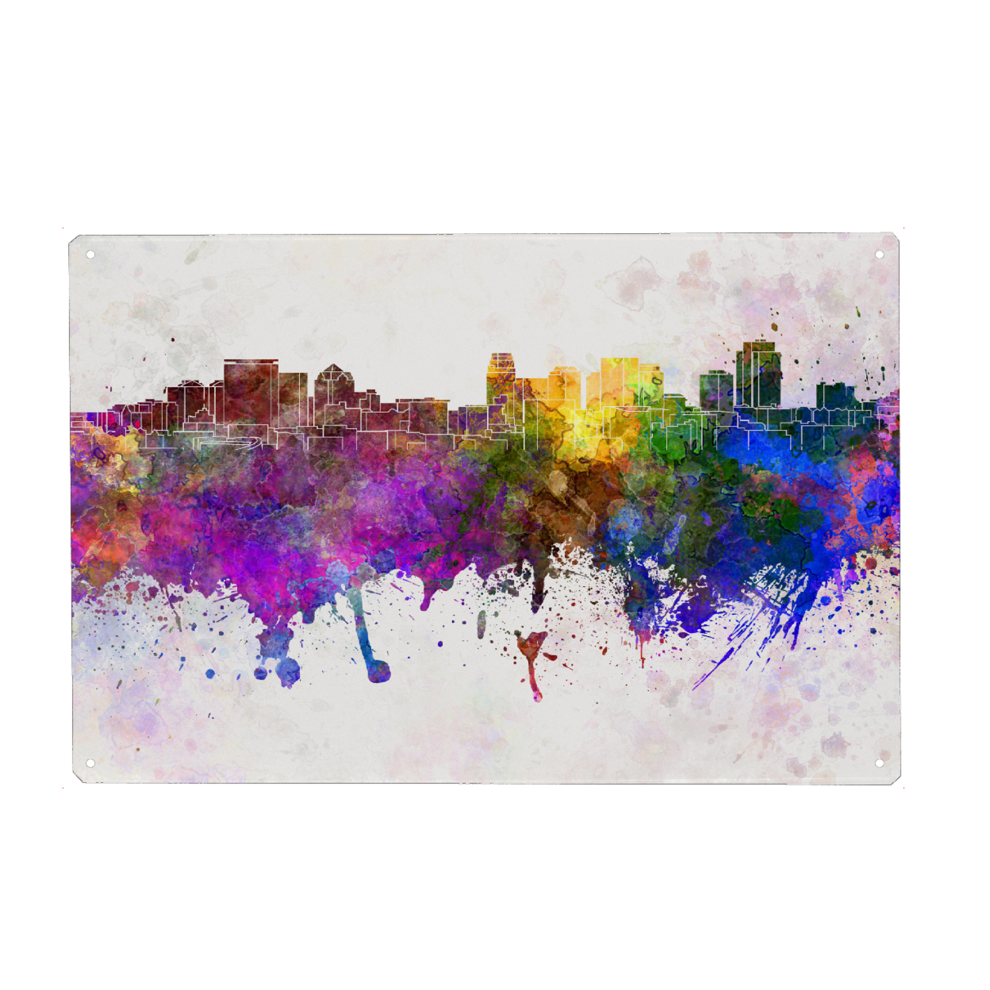 Holzbild "Salt Lake City skyline watercolor" artboxONE - Städte,Reise,Abstrakt,Architektur,Städte / Weitere - Skyline,Salt lake city,North america