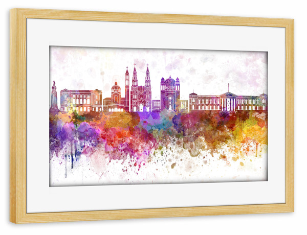 Poster mit Rahmen kiefer "San Salvador skyline in watercolor" artboxONE - Städte,Reise,Abstrakt,Architektur,Städte / Weitere
