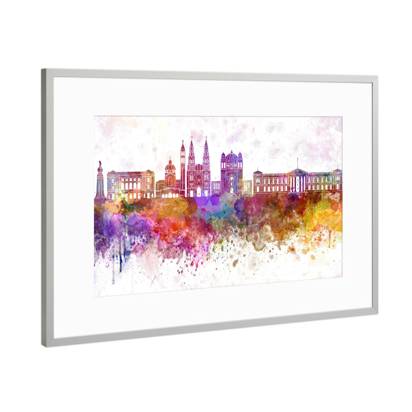Poster mit Rahmen Silber "San Salvador skyline in watercolor" artboxONE - Städte,Reise,Abstrakt,Architektur,Städte / Weitere