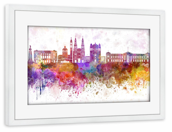 Poster mit Rahmen weiß "San Salvador skyline in watercolor" artboxONE - Städte,Reise,Abstrakt,Architektur,Städte / Weitere