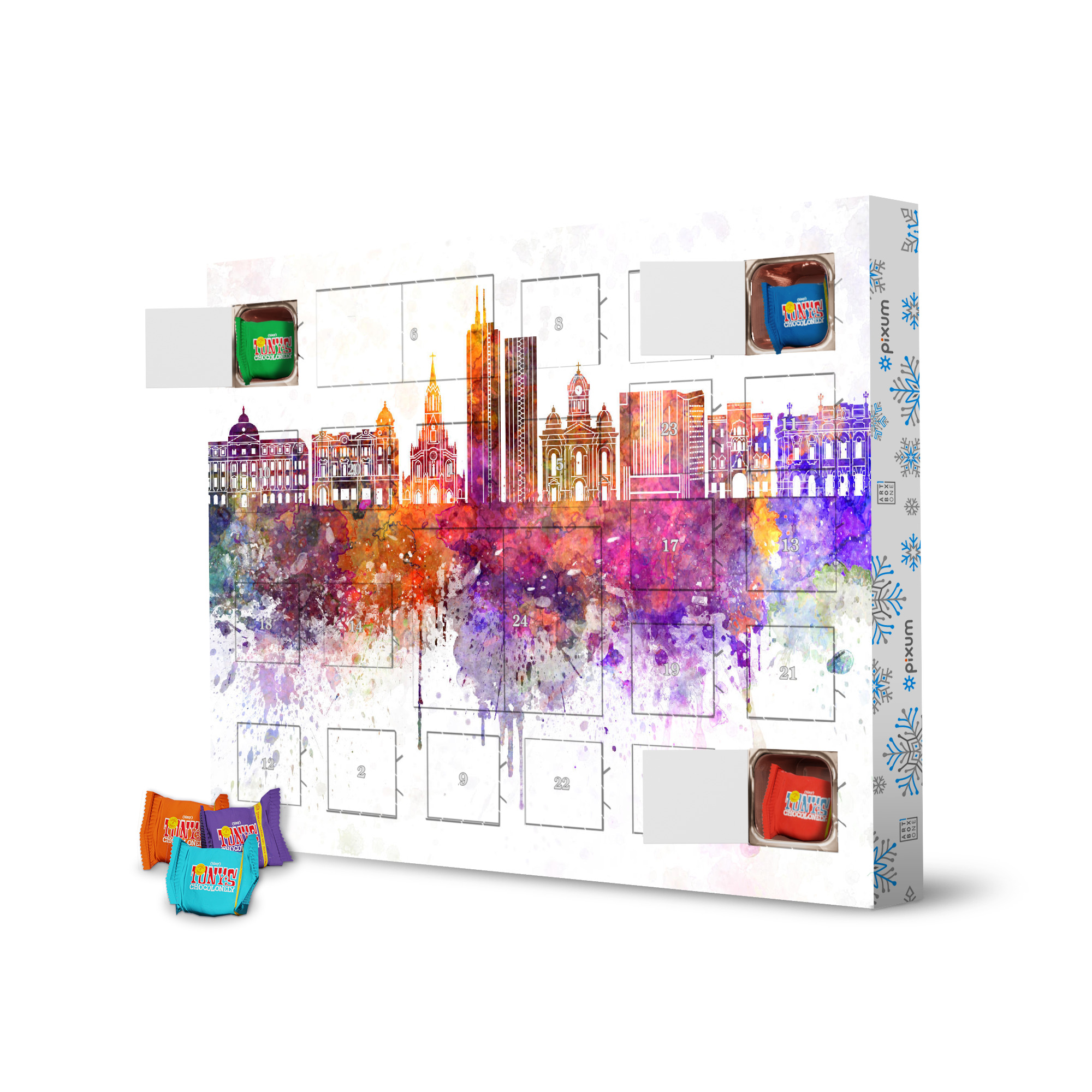 Adventskalender mit Tony's Chocolonely Santiago de Cali skyline artboxONE Adventskalender Städte