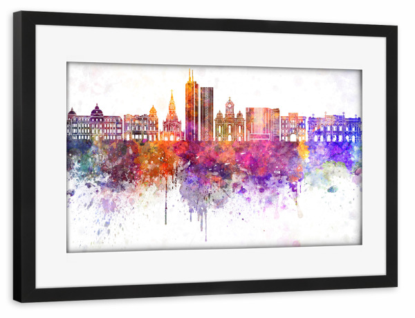 Poster mit Rahmen schwarz "Santiago de Cali skyline" artboxONE - Städte - Satiago de cali,Santiago de cali skyline