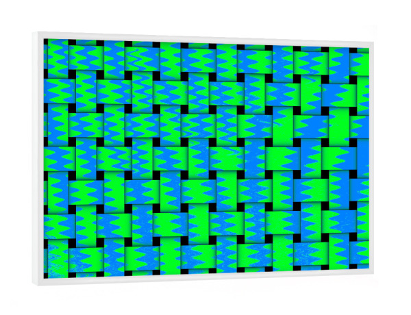 Poster mit weißem Rahmen "Pattern Weben BlauGrün" artboxONE - Abstrakt - Pattern,Muster,Weben
