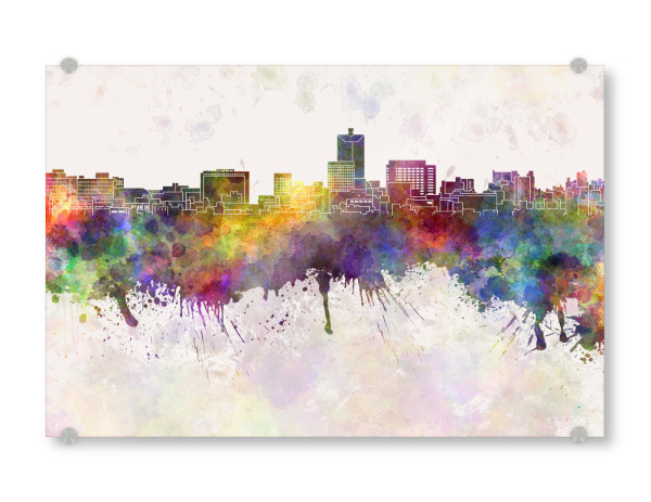 Acrylglasbild "Toyama skyline in watercolor" artboxONE - Städte / Weitere - Toyama skyline,Toyama