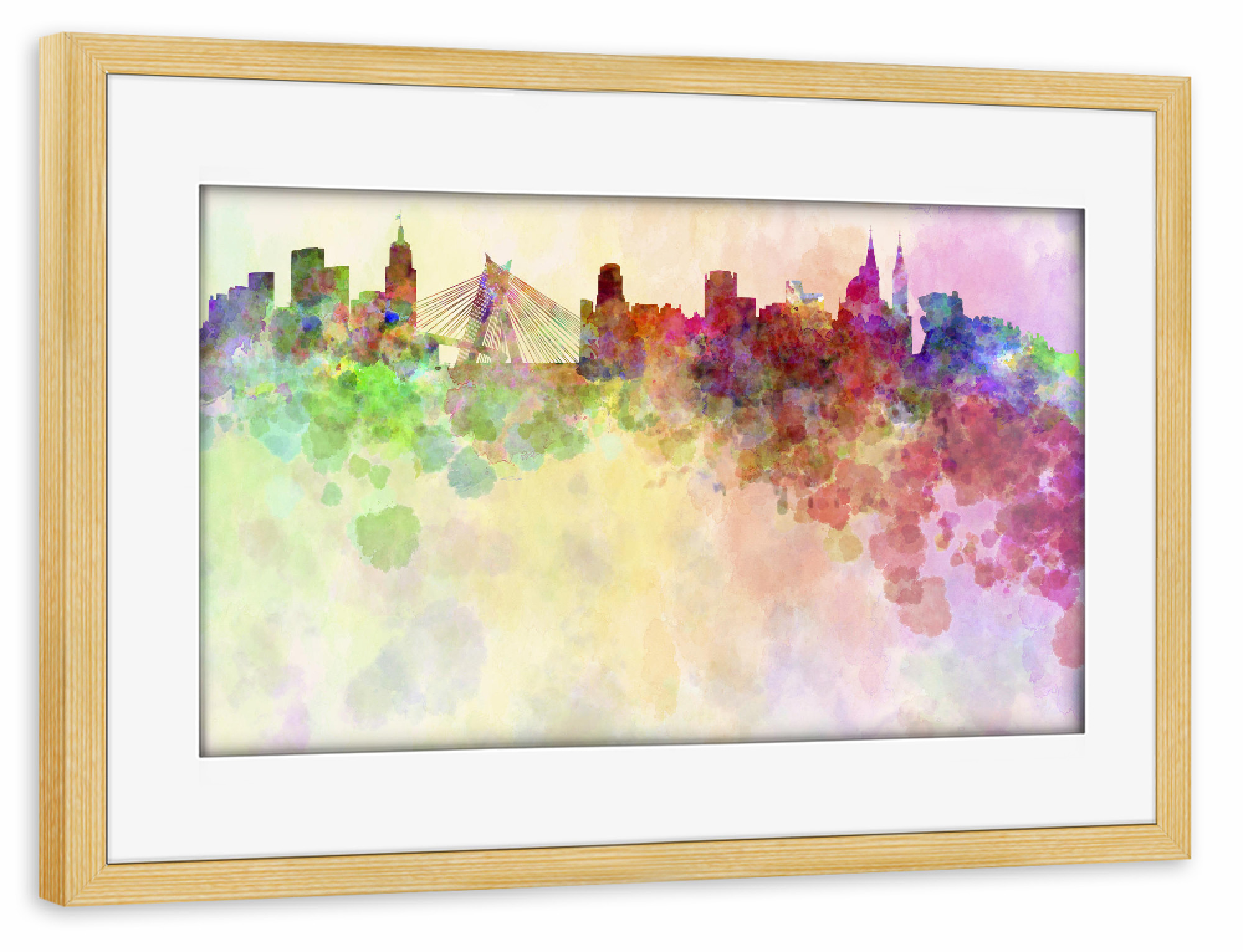 Poster mit Rahmen kiefer "Sao Paulo skyline in watercolor" artboxONE - Städte - Sao paulo