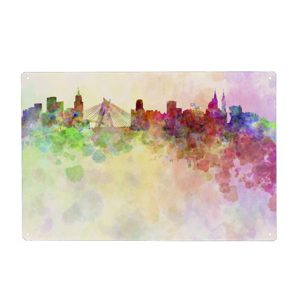 Holzbild "Sao Paulo skyline in watercolor" artboxONE - Städte - Sao paulo