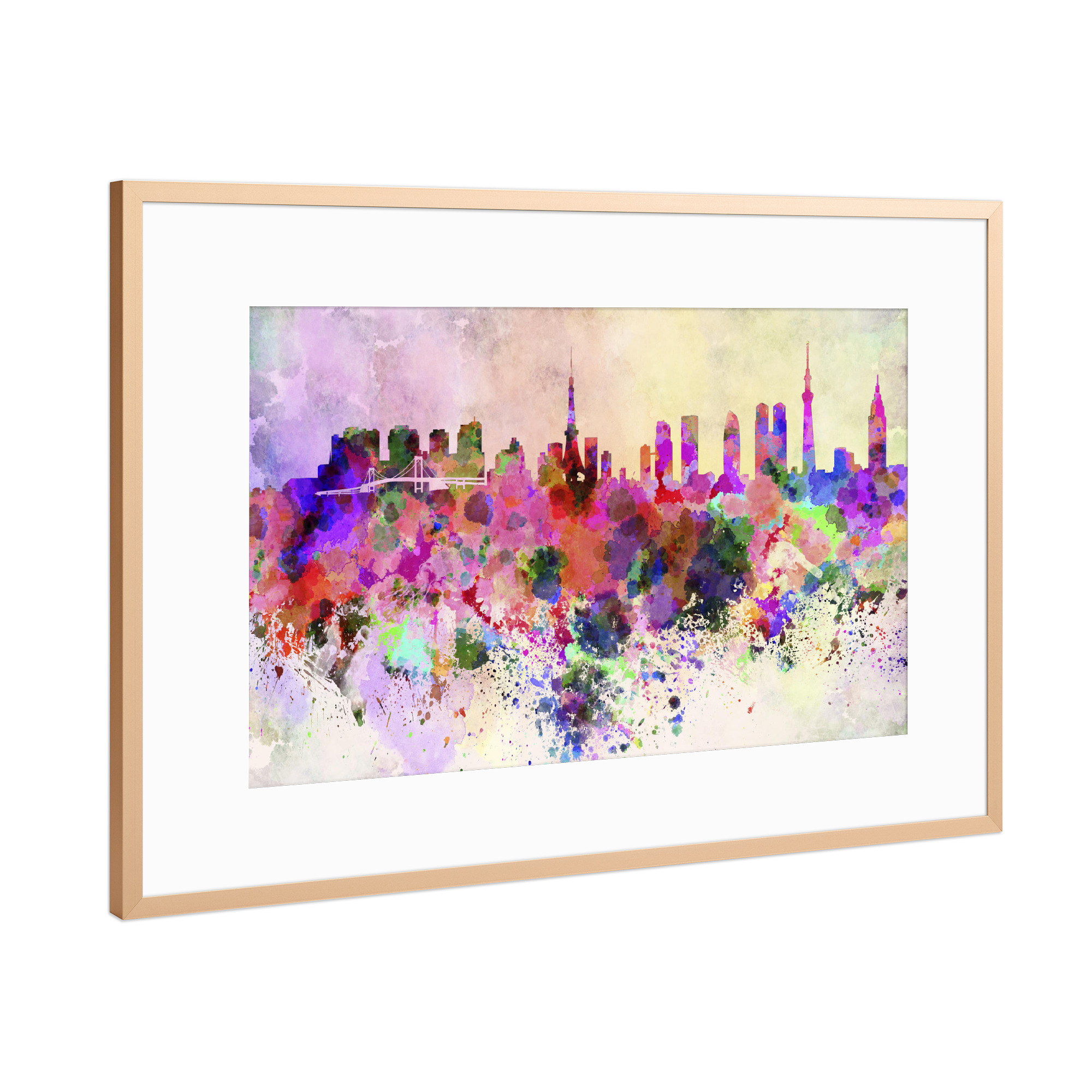 Poster mit Rahmen Kupfer "Tokyo skyline in watercolor" artboxONE - Städte / Tokio - Tokyo