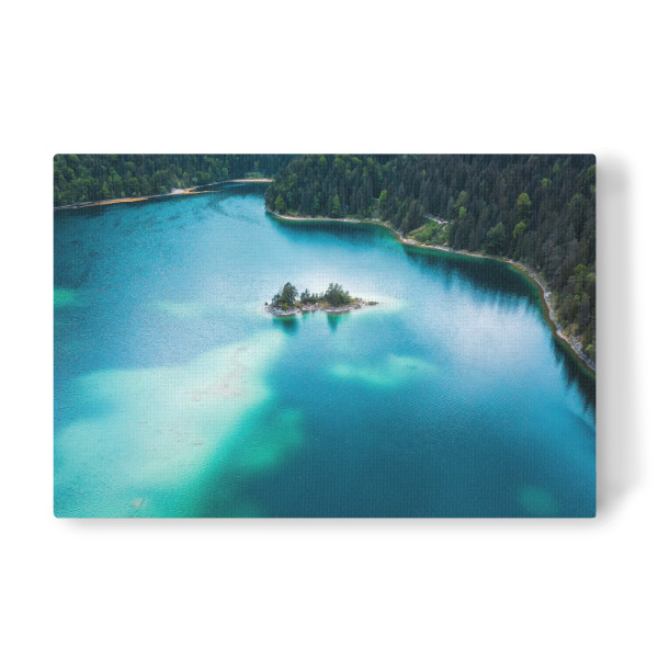 Leinwandbild "Karibikstimmung in den Alpen" artboxONE - Natur - Drohne,Luftaufnahme,Bergsee