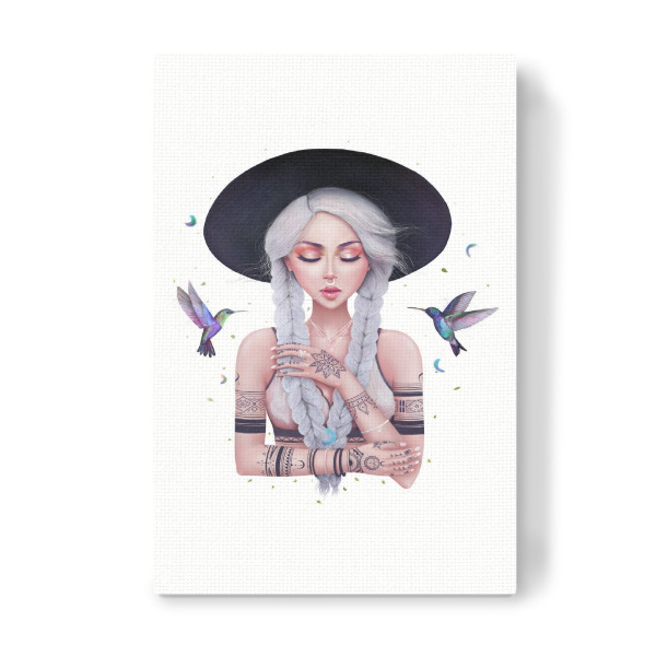 Leinwandbild "Bohemian girl" artboxONE - Schwarzweiß,Fashion - Bohemian,Boho,Boho-chic