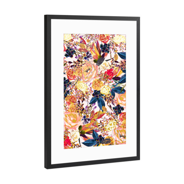 Poster mit Rahmen Schwarz (Metallic) "Rustic Floral" artboxONE - Floral - Blossom