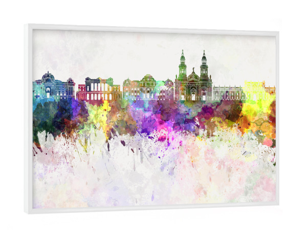 Poster mit weißem Rahmen "Santiago de Chile skyline" artboxONE - Städte - Santiago de chile