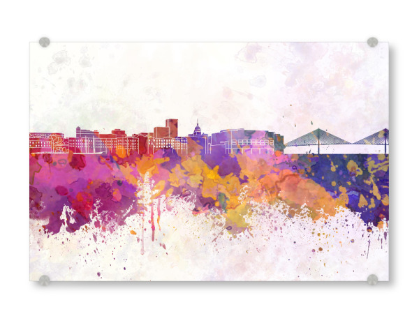 Acrylglasbild "Savannah skyline in watercolor" artboxONE - Städte - Savannah