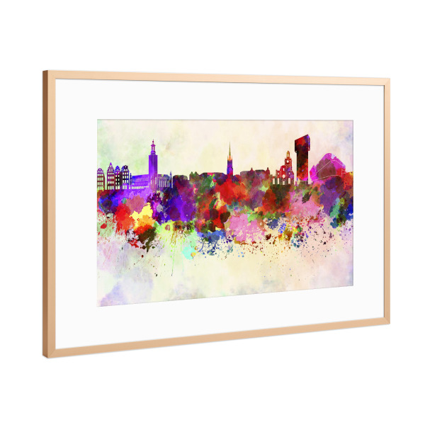 Poster mit Rahmen Kupfer "Stockholm skyline in watercolor" artboxONE - Städte / Stockholm - Stockholm