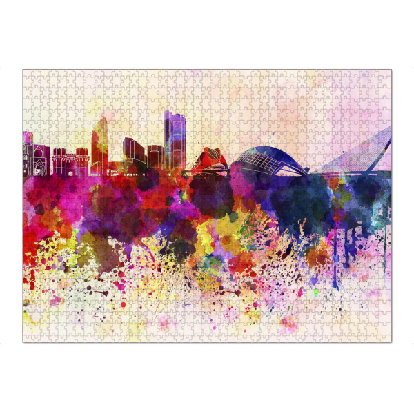 Puzzle Ravensburger "Valencia skyline in watercolor" artboxONE - Städte - Valencia - Bild valencia