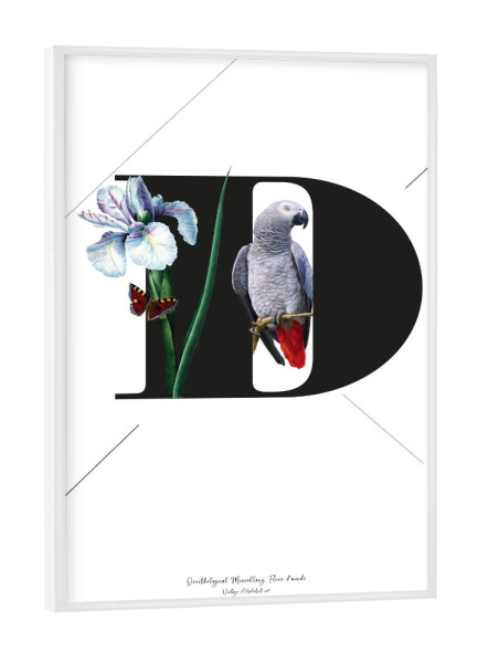 Poster mit weißem Rahmen "Botanical Alphabet-D" artboxONE - Buchstaben,Buchstaben / D