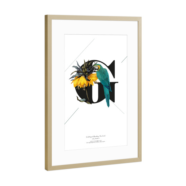 Poster mit Rahmen Gold "Botanical Alphabet-G" artboxONE - Typografie,Buchstaben,Buchstaben / G