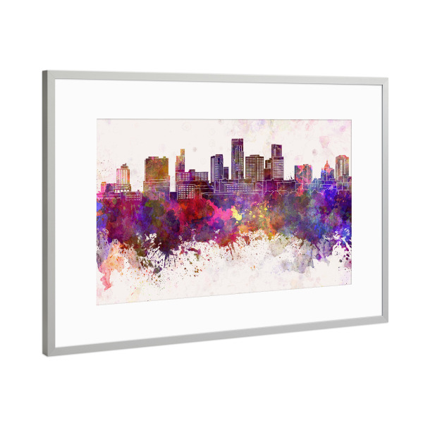 Poster mit Rahmen Silber "Saint Paul skyline in watercolor" artboxONE - Städte - Saint paul