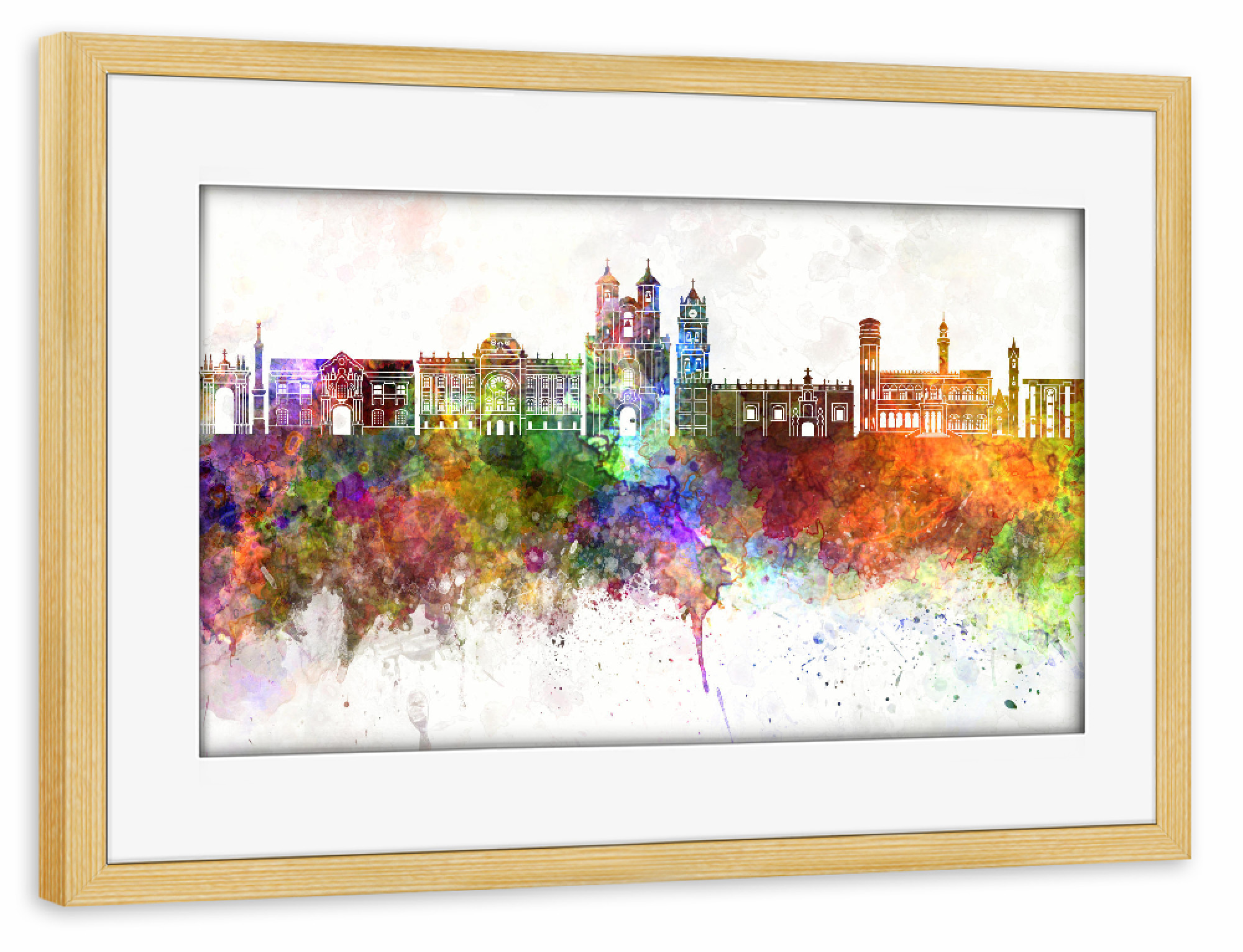 Poster mit Rahmen kiefer "Sucre skyline in watercolor" artboxONE - Städte - Sucre