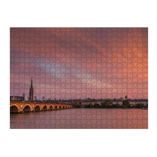 Puzzle Ravensburger "Pont de Pierre" artboxONE - Städte - Sonnenuntergang,Brücke,Garonne,Fluss - Bild sonnenuntergang