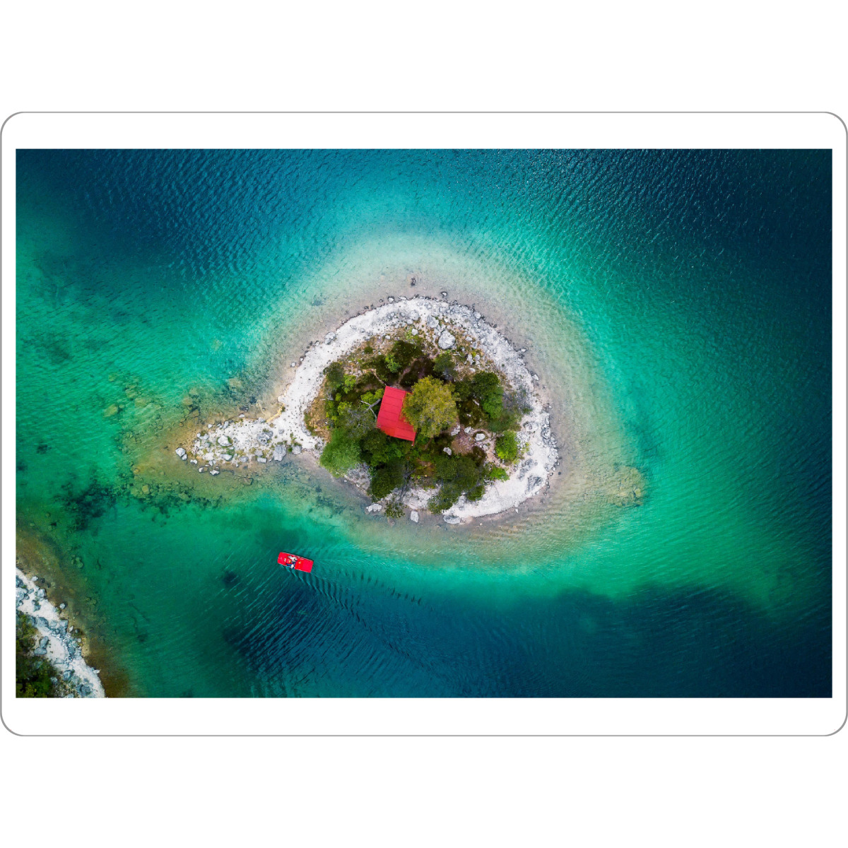 Tischset "Alpenkaribik" artboxONE - Reise / Strand und Meer - Drohne,Insel,Karibik,Alpen - Bild drohne