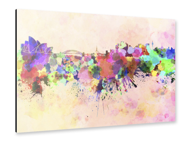 Alu-Dibond "Sydney skyline in watercolor" 30x20 cm artboxONE