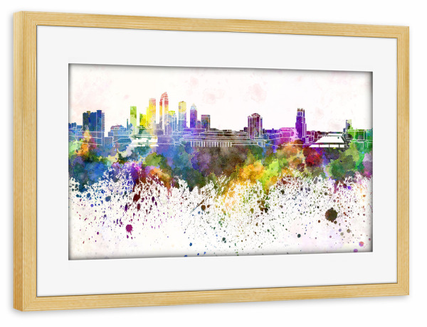 Poster mit Rahmen kiefer "Tampa skyline in watercolor" artboxONE - Städte - Tampa