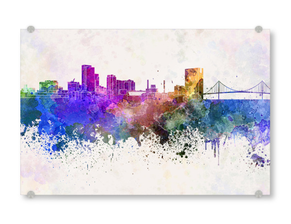 Acrylglasbild "Toledo OH skyline in watercolor" artboxONE - Städte - Toledo,Ohio