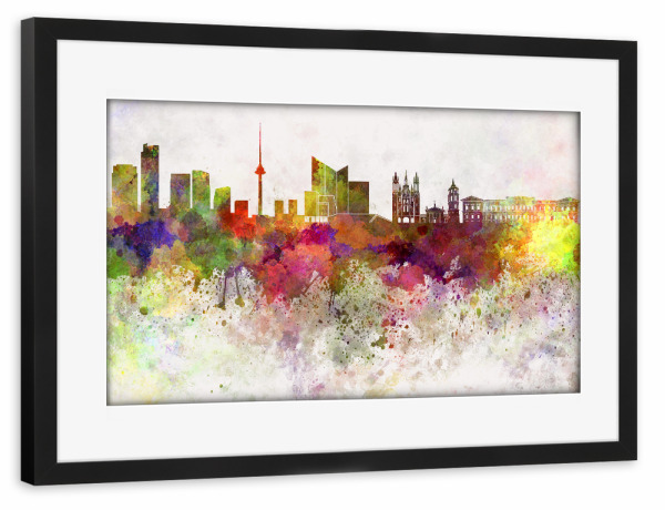Poster mit Rahmen schwarz "Vilnius skyline in watercolor" artboxONE - Städte - Vilnius