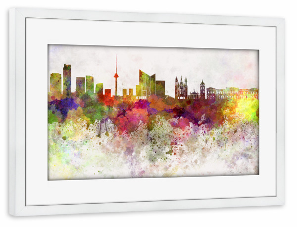 Poster mit Rahmen weiß "Vilnius skyline in watercolor" artboxONE - Städte - Vilnius