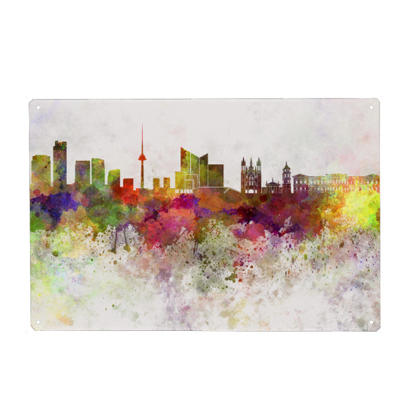 Metall Poster "Vilnius skyline in watercolor" artboxONE - Städte - Vilnius - Blechschild