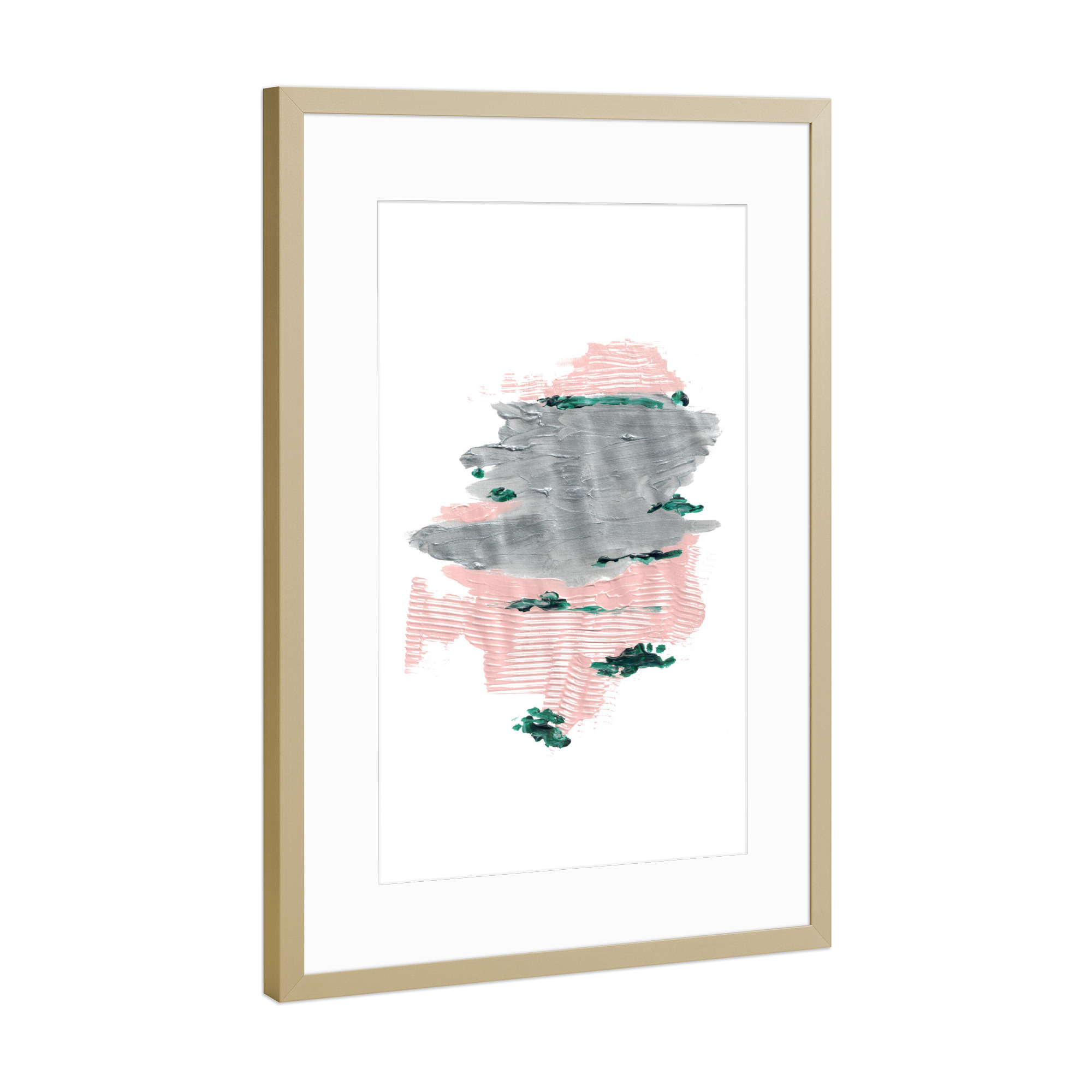 Poster mit Rahmen Gold "Silver Lining" artboxONE - Abstrakt - Abstrakt,Malerei,Komposition
