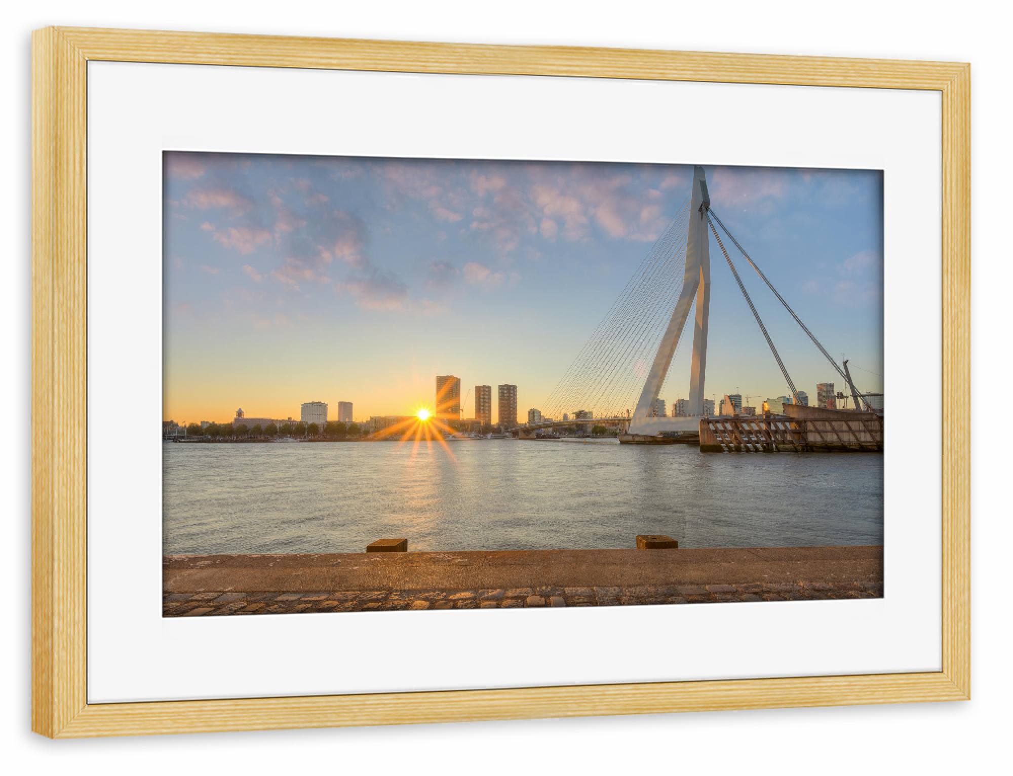 Poster mit Rahmen kiefer "Erasmusbrücke in Rotterdam" artboxONE - Städte - Skyline,Holland,Niederlande