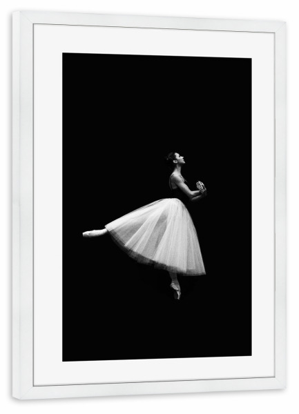 Poster mit Rahmen weiß "The Grace" artboxONE - Menschen,Schwarzweiß - Ballerina,Ballett