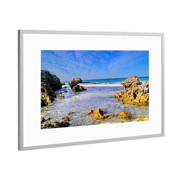 Poster mit Rahmen Silber "De Hoop National Park Ocean" artboxONE - Reise / Afrika - De hoop,Südafrika,Meer,Küste