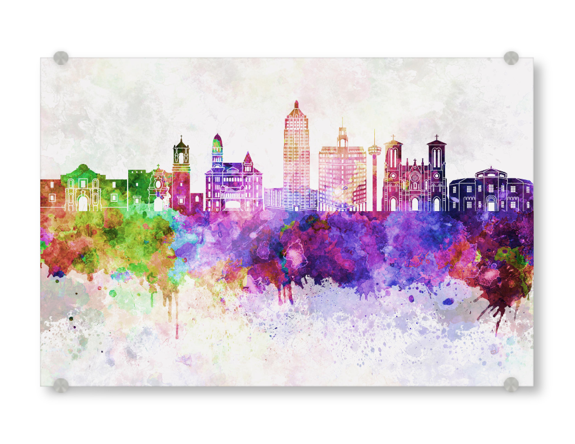 Acrylglasbild "San Antonio V2 skyline watercolor" artboxONE - Städte - Texas,San antonio