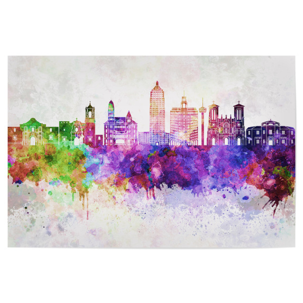 Poster "San Antonio V2 skyline watercolor" artboxONE - Städte - Texas,San antonio
