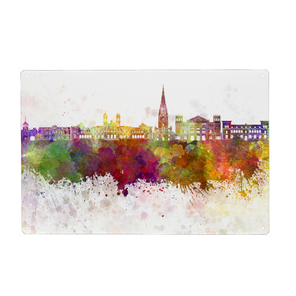 Metall Poster "San Sebastian skyline watercolor" artboxONE - Städte - San sebastian - Blechschild