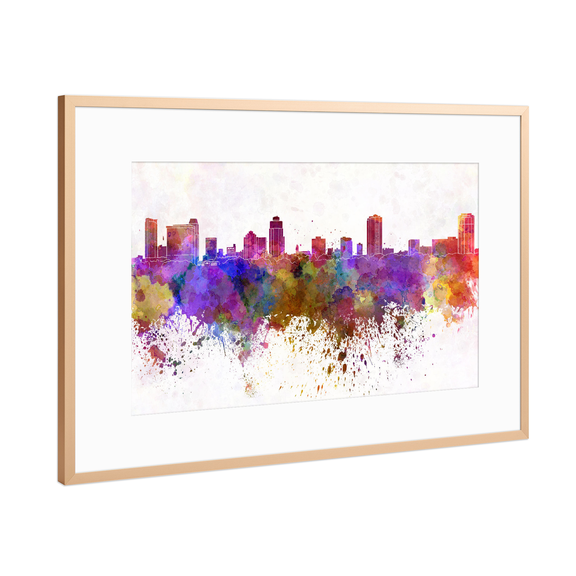 Poster mit Rahmen Kupfer "St. Petersburg skyline watercolor" artboxONE - Städte - St.petersburg,Florida