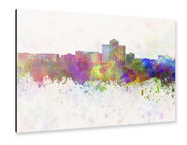 Alu-Dibond "Tucson skyline in watercolor" 30x20 cm artboxONE