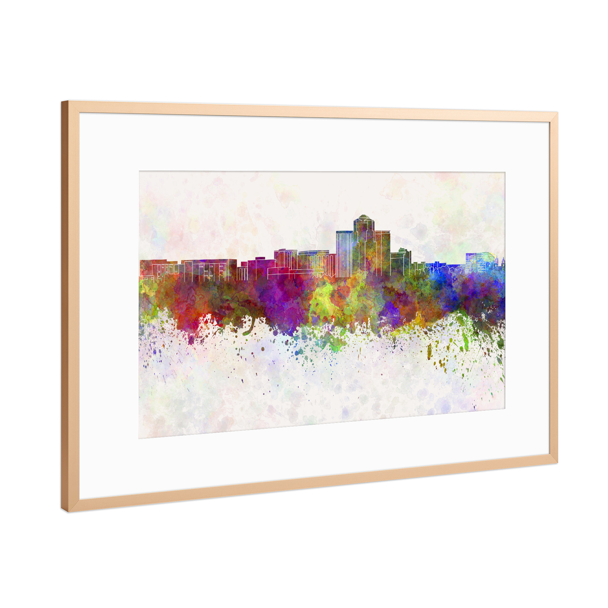 Poster mit Rahmen Kupfer "Tucson skyline in watercolor" artboxONE - Städte - Tucson,Arizona