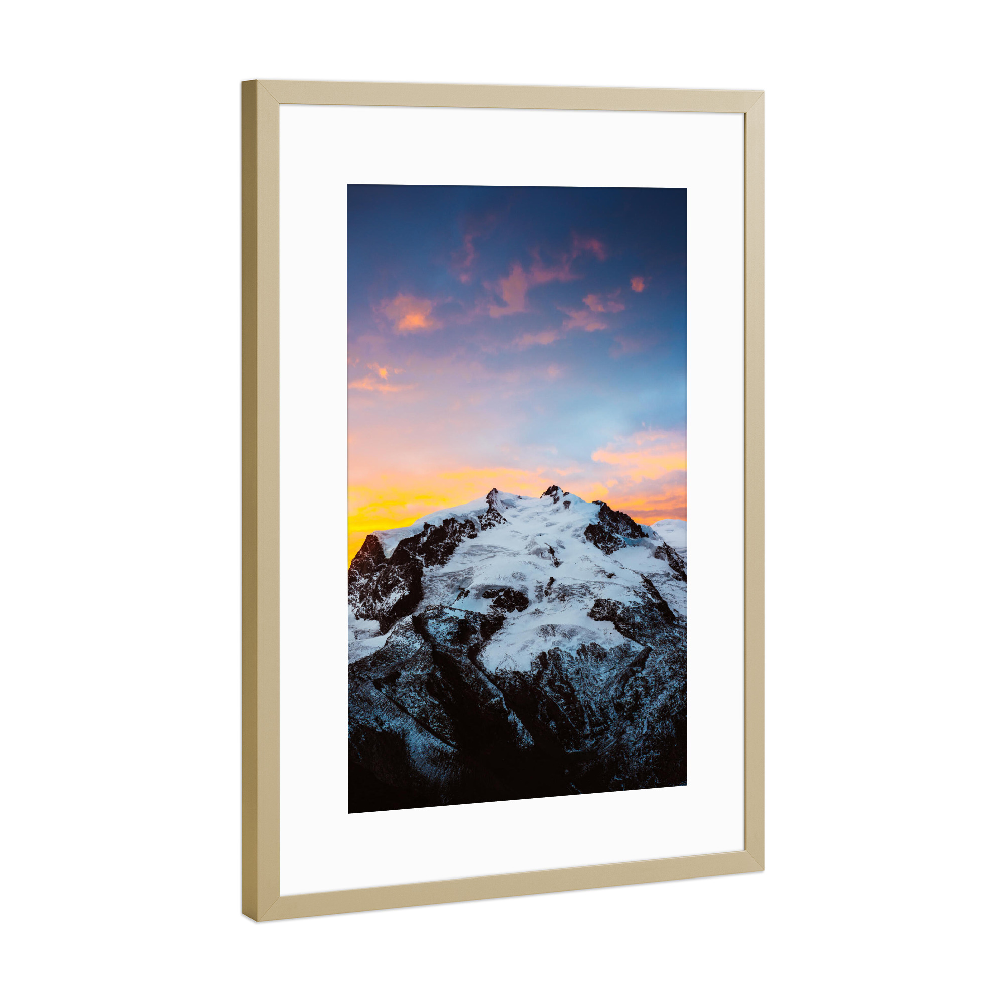Poster mit Rahmen Gold "Monte Rosa at sunrise" artboxONE - Natur - Monte rosa,Zermatt,Sonnenaufgang
