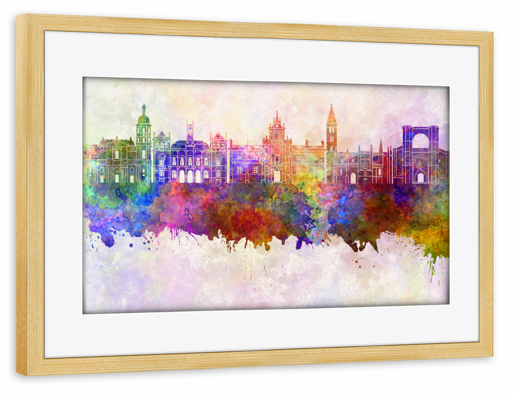 Poster mit Rahmen kiefer "Valladolid skyline in watercolor" artboxONE - Städte - Valladolid,Spain