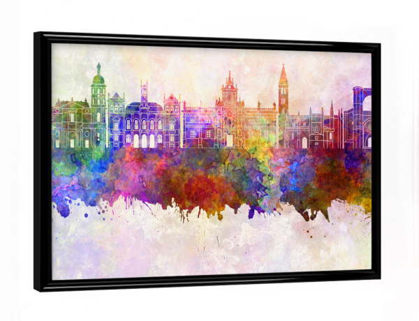 Poster mit schwarzem Rahmen "Valladolid skyline in watercolor" artboxONE - Städte - Valladolid,Spain