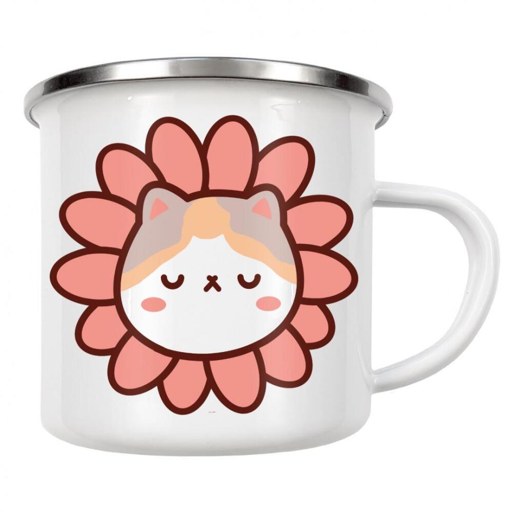 Emaille Tasse "Süße Katzenblume Kawaii" artboxONE - Für Kinder,Tiere
