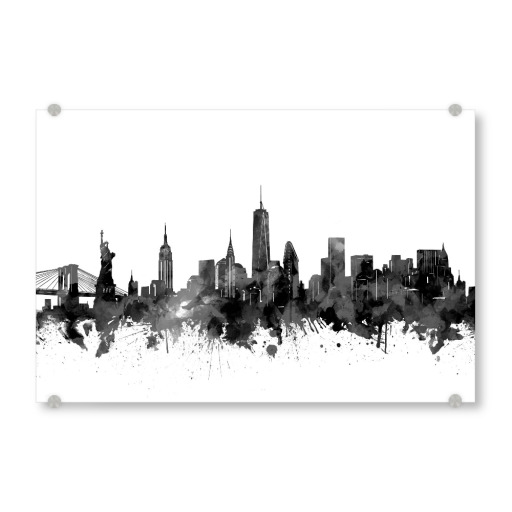 New york skyline watercolor black