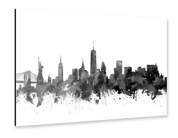 Alu-Dibond "New york skyline watercolor black" 30x20 cm artboxONE