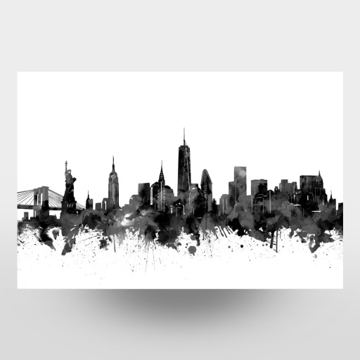 New york skyline watercolor black